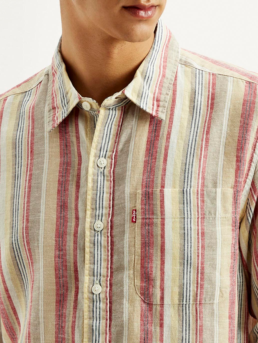 Men's Striped Slim Fit Linen Shirt