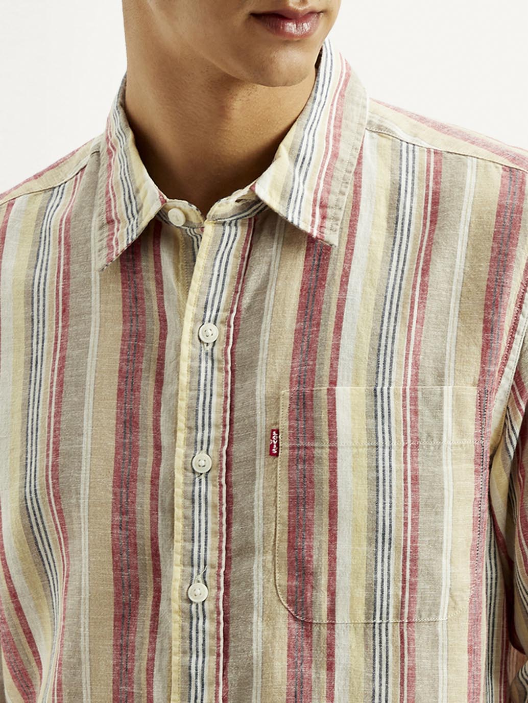 Men's Striped Slim Fit Linen Shirt