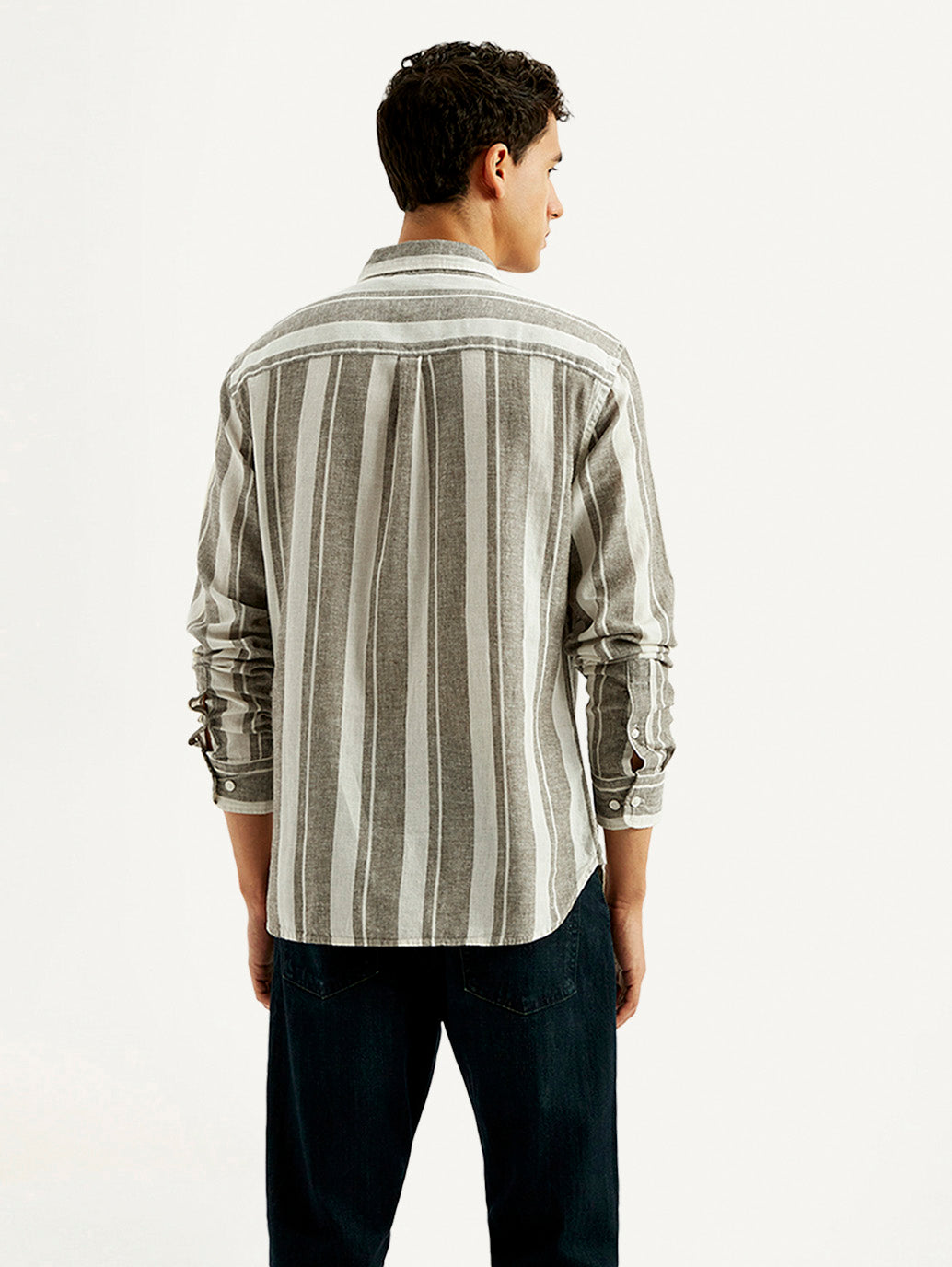 Men's Striped Slim Fit Linen Shirt