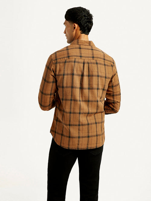 Men's Checkered Slim Fit Linen Shirt