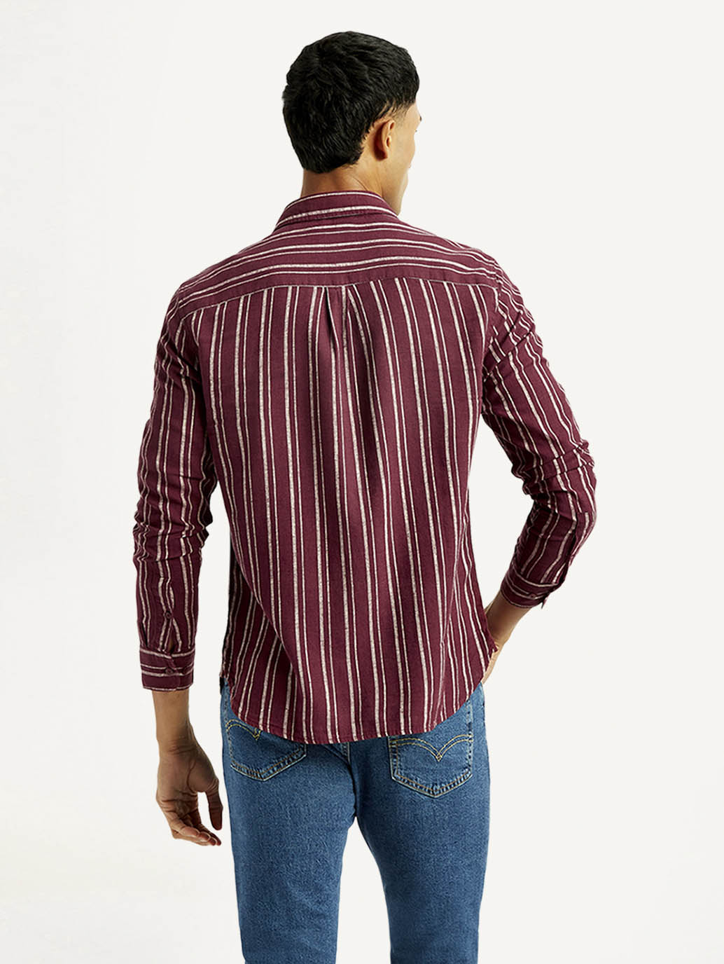 Men's Striped Slim Fit Linen Shirt