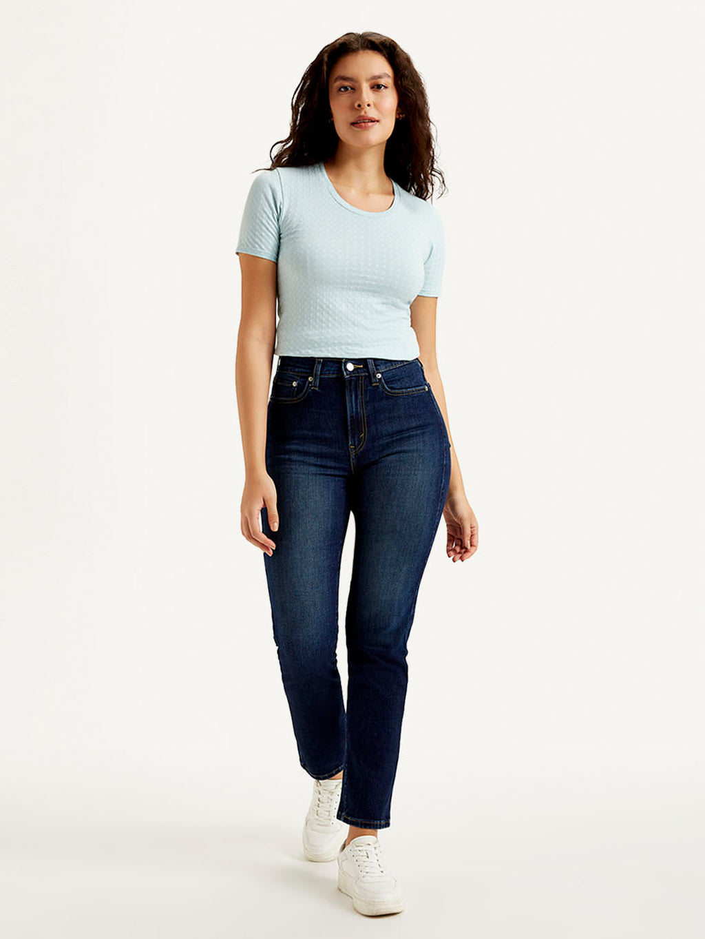 Women's Navy Blue Wedgie Straight Fit Mid Rise Jeans