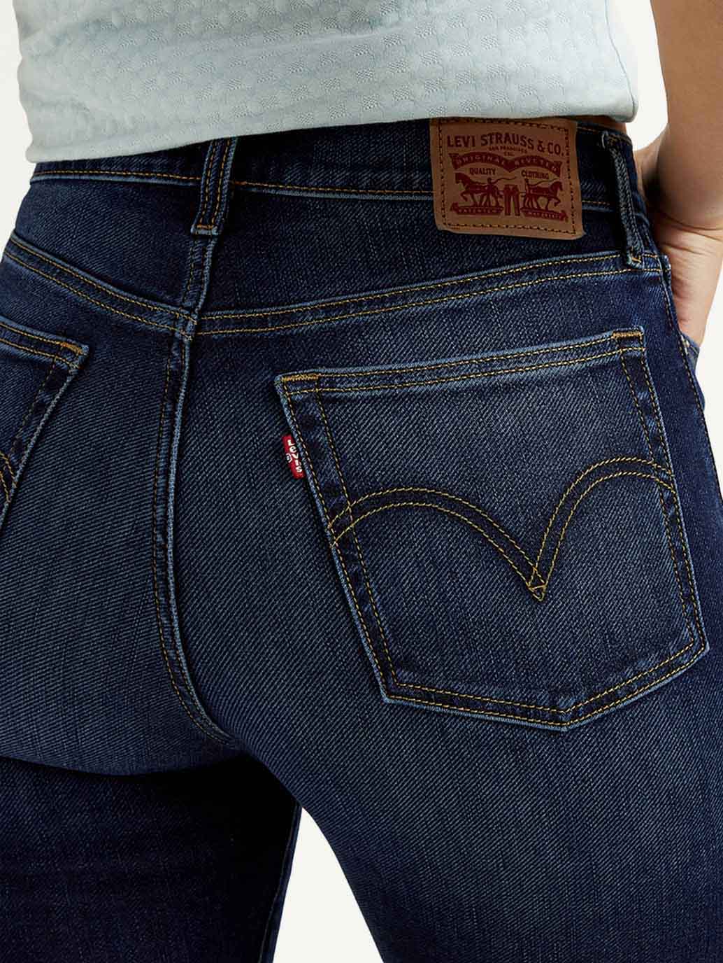 Women's Navy Blue Wedgie Straight Fit Mid Rise Jeans