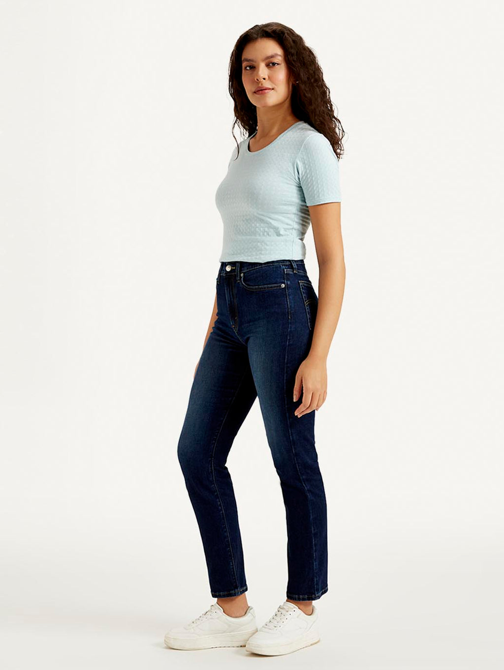 Women's Navy Blue Wedgie Straight Fit Mid Rise Jeans
