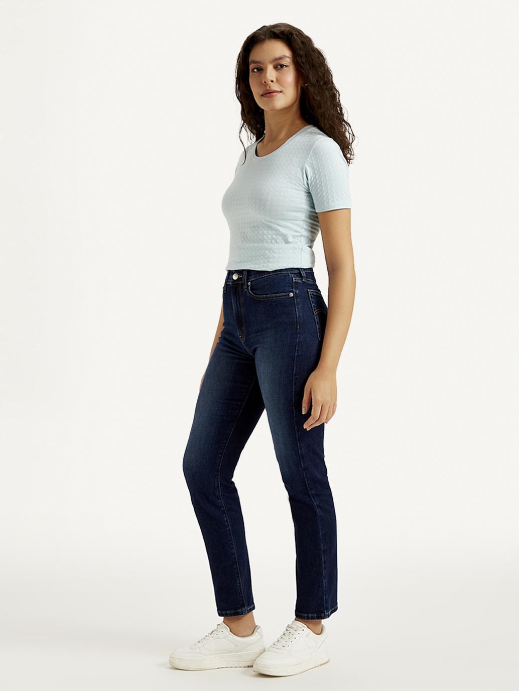 Women's Navy Blue Wedgie Straight Fit Mid Rise Jeans