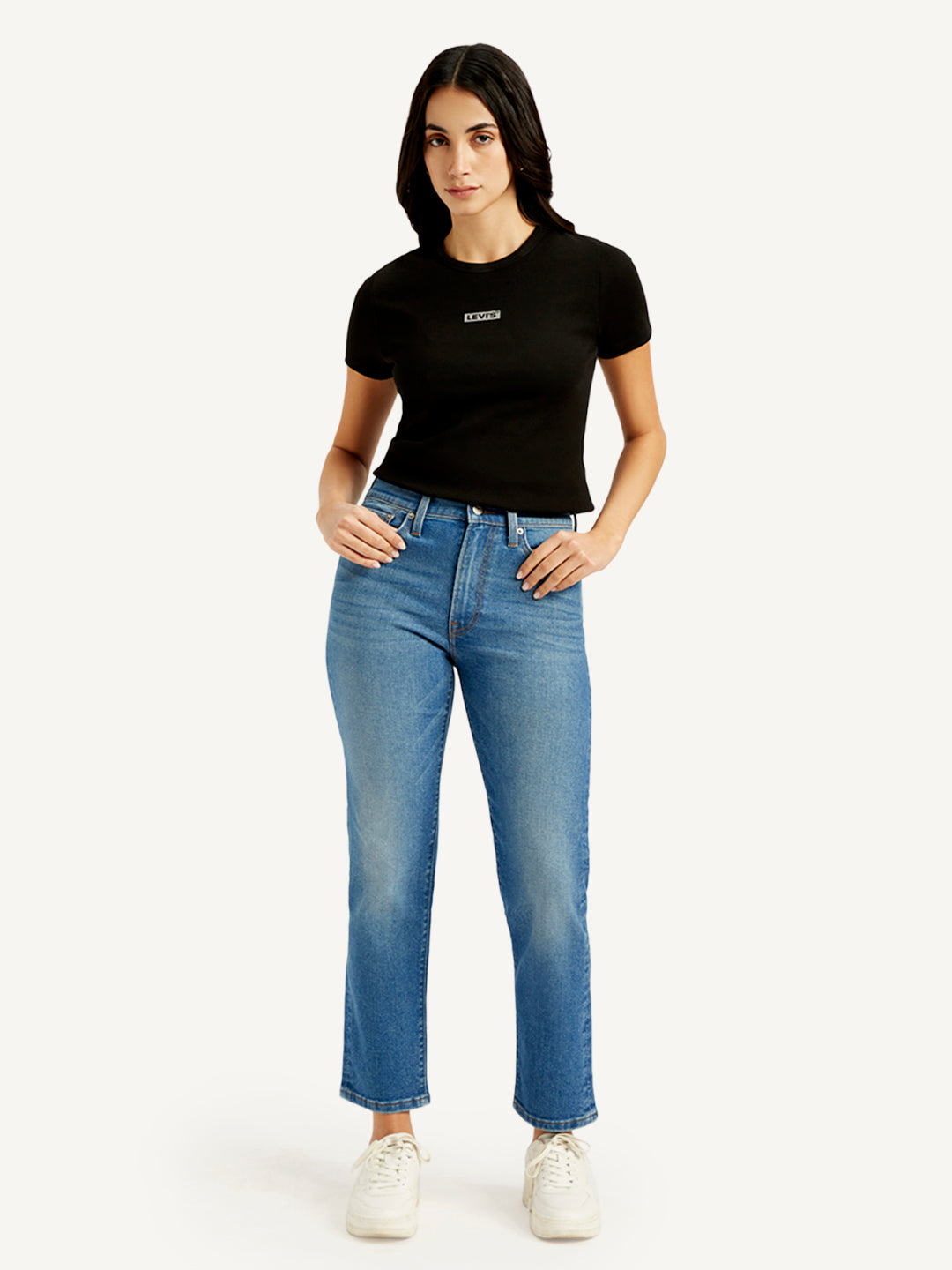 Women's Blue Wedgie Straight Fit Mid Rise Jeans