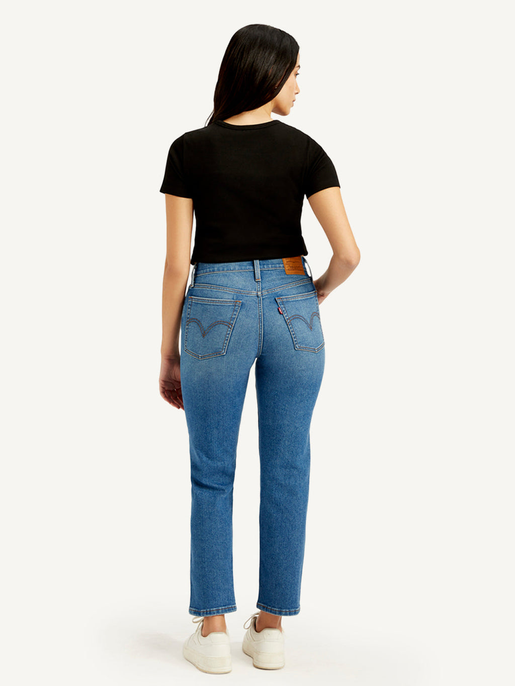 Women's Blue Wedgie Straight Fit Mid Rise Jeans