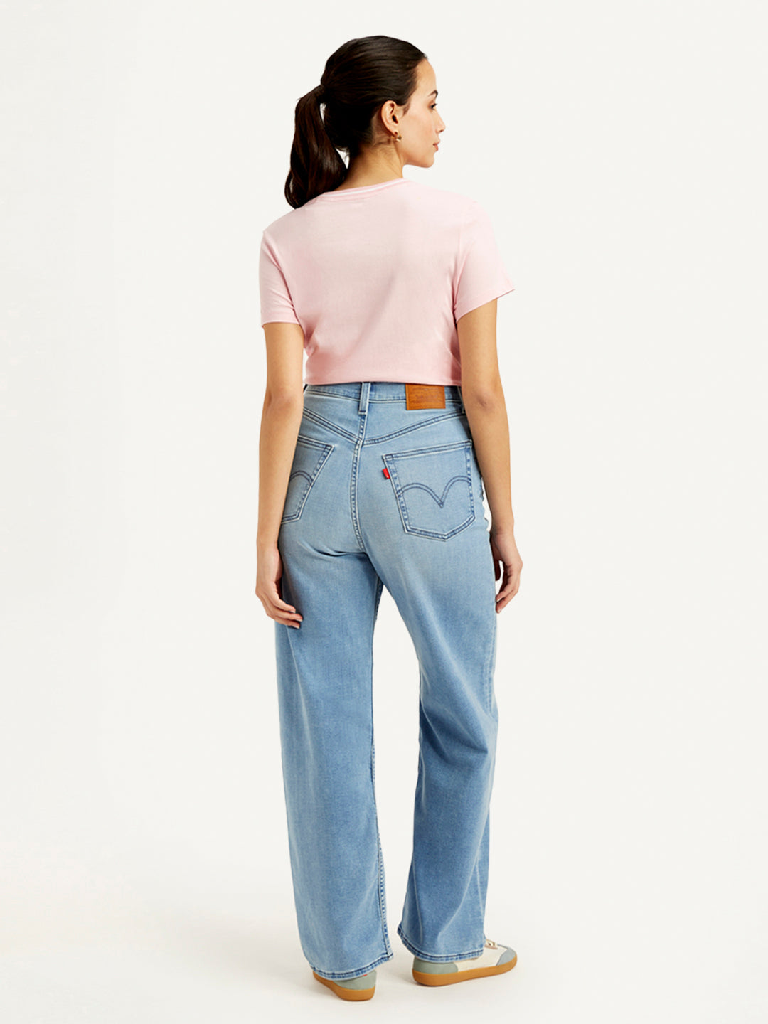 Women's Blue Loose Fit High Rise Jeans