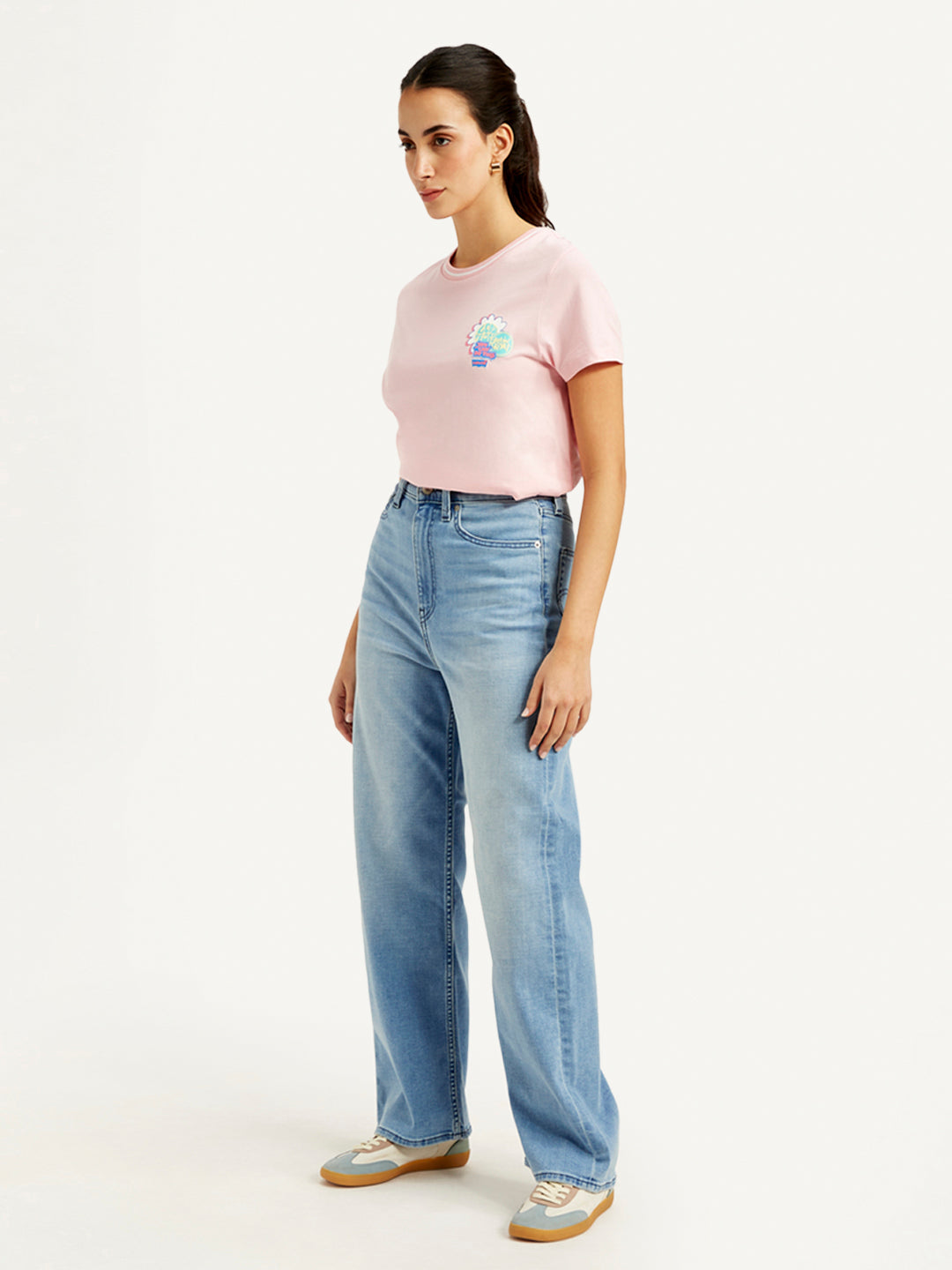 Women's Blue Loose Fit High Rise Jeans