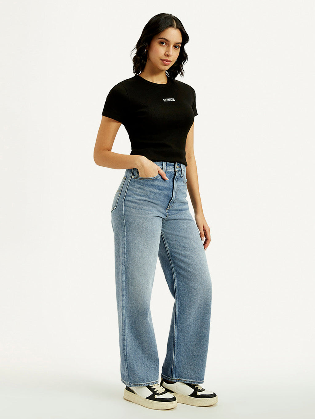 Women's Light Indigo Loose Fit High Rise Jeans