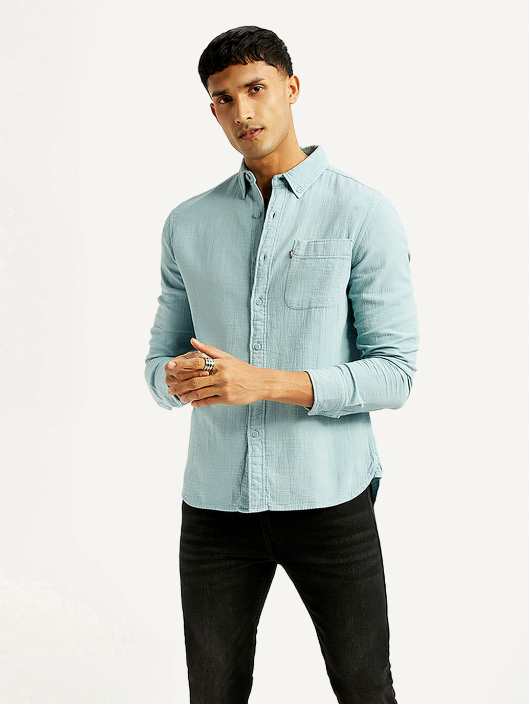 Men's Solid Overdyed Slim Fit Shirt