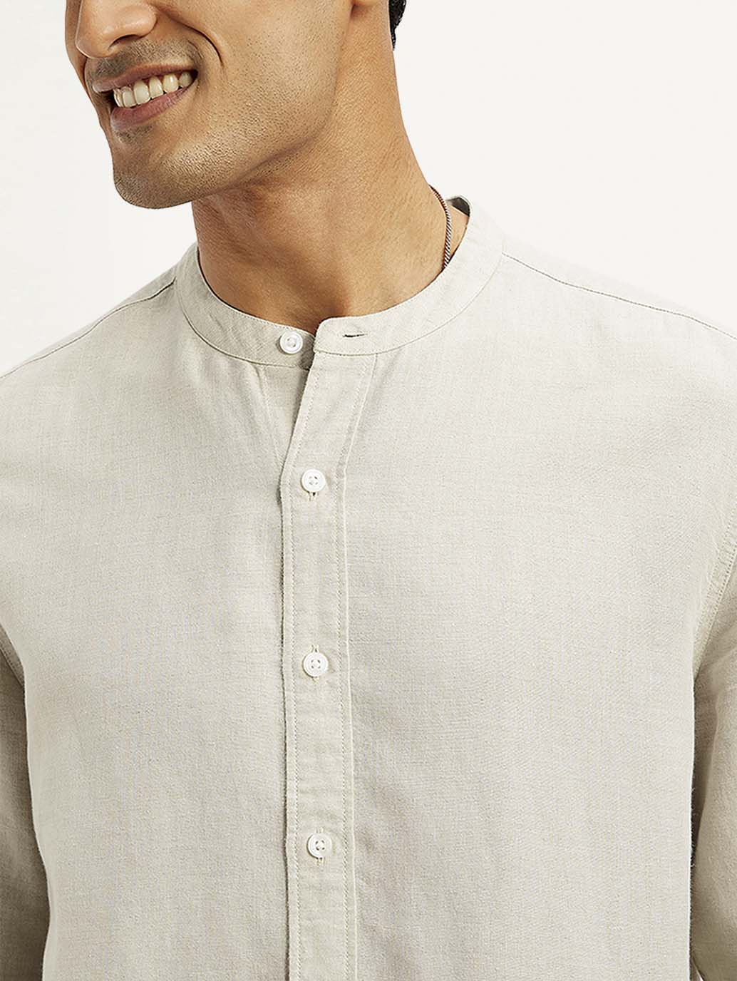 Men's Solid Slim Fit Linen Shirt
