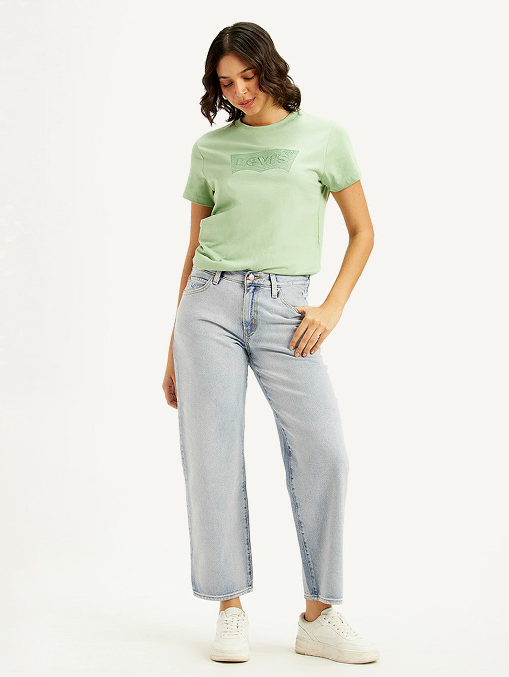 Women's 94 Light Blue Baggy Fit High Rise Jeans