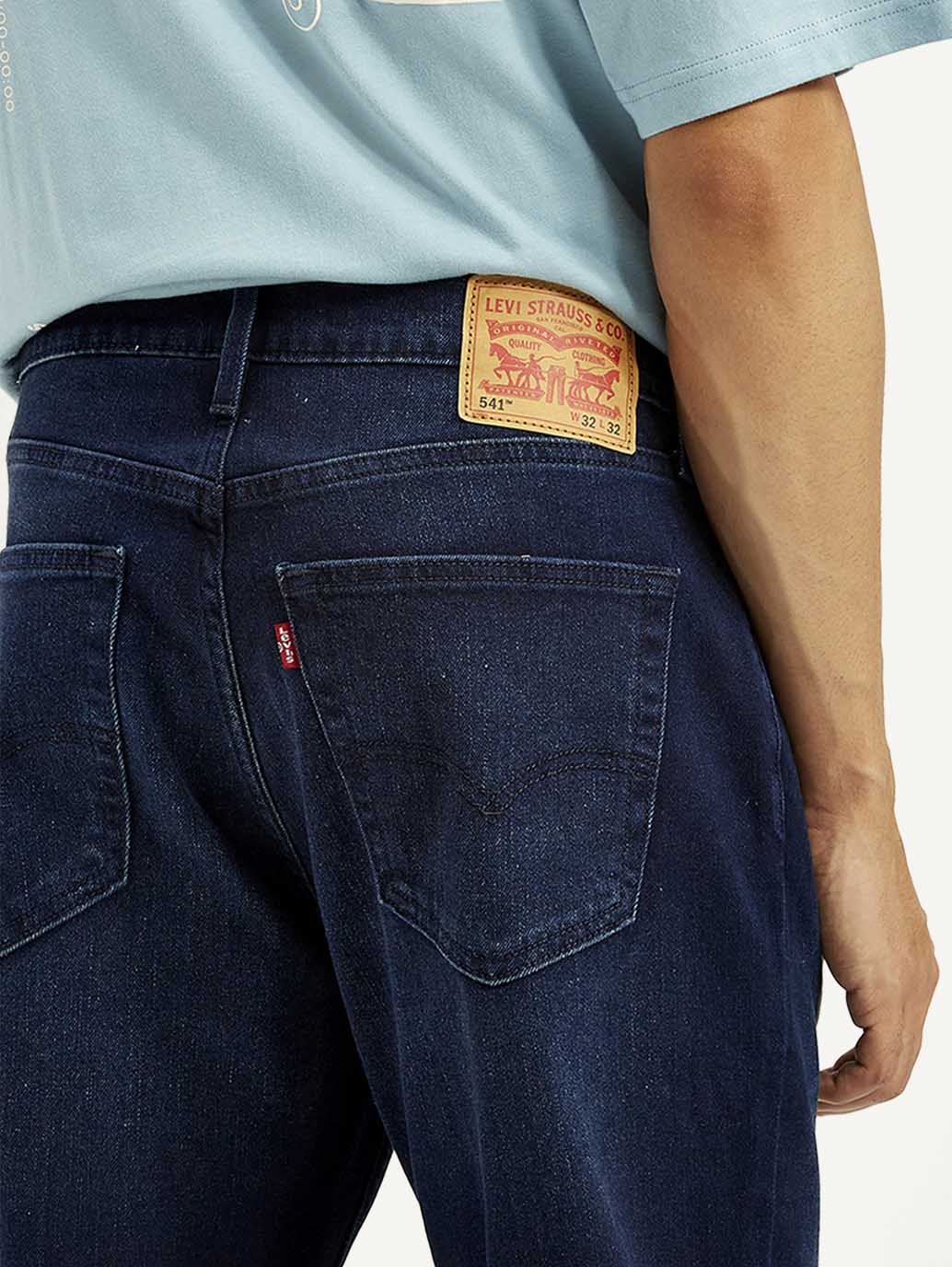 Men's 541 Dark Blue Athletic Tapered Fit Mid Rise Jeans