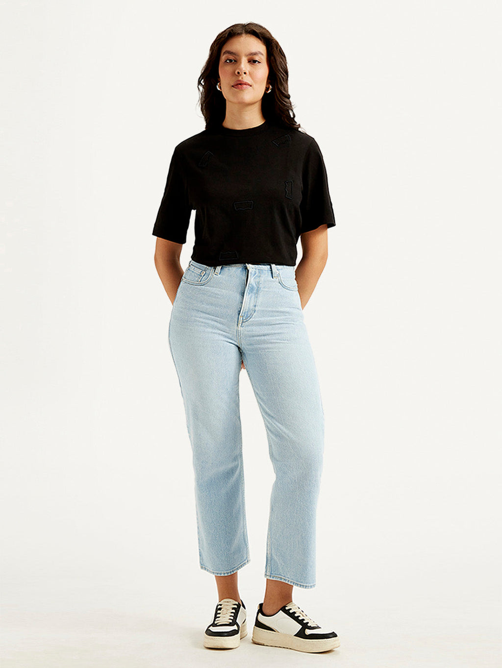 Women's Light Blue Ribcage Straight Fit High Rise Jeans