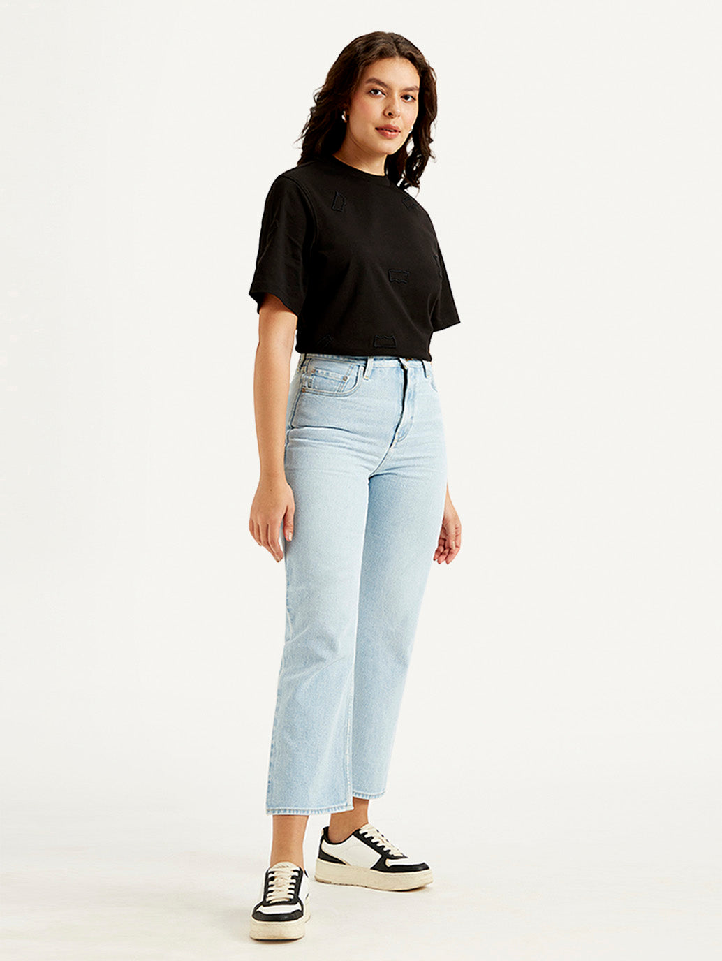 Women's Light Blue Ribcage Straight Fit High Rise Jeans