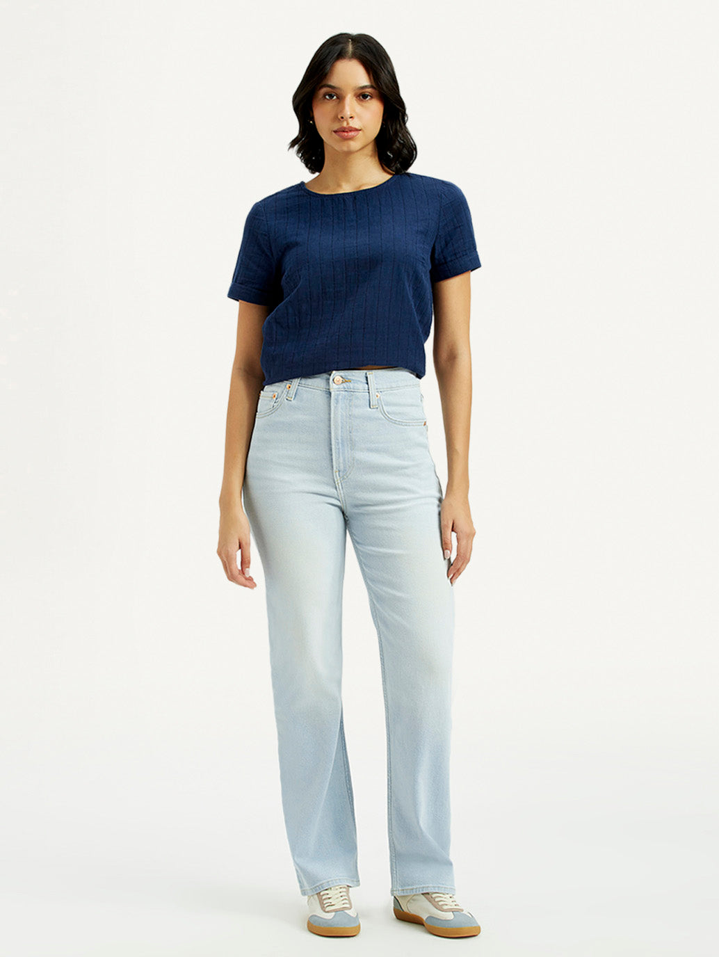 Women's Light Blue Ribcage Straight Fit High Rise Jeans