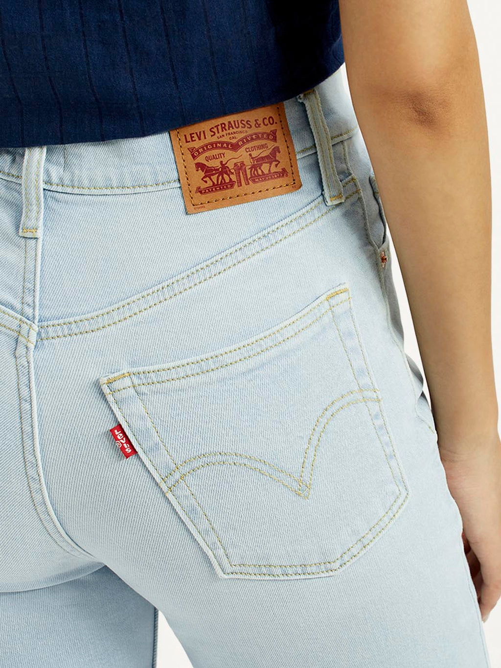 Women's Light Blue Ribcage Straight Fit High Rise Jeans