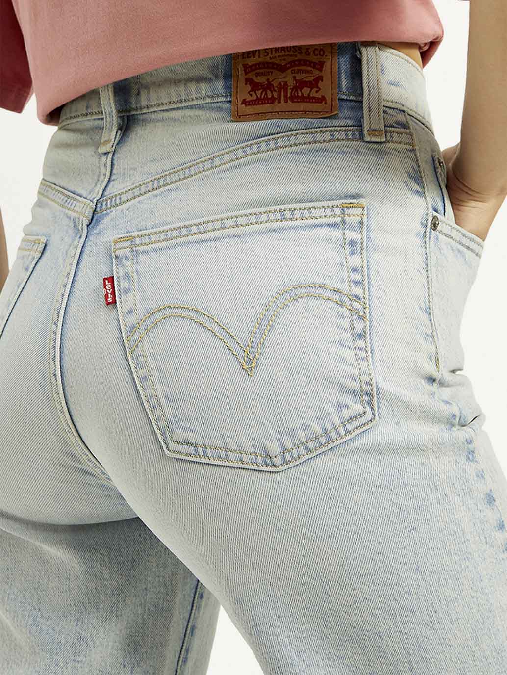 Women's Light Blue Ribcage Bell Bottom Wide Leg Fit High Rise Jeans