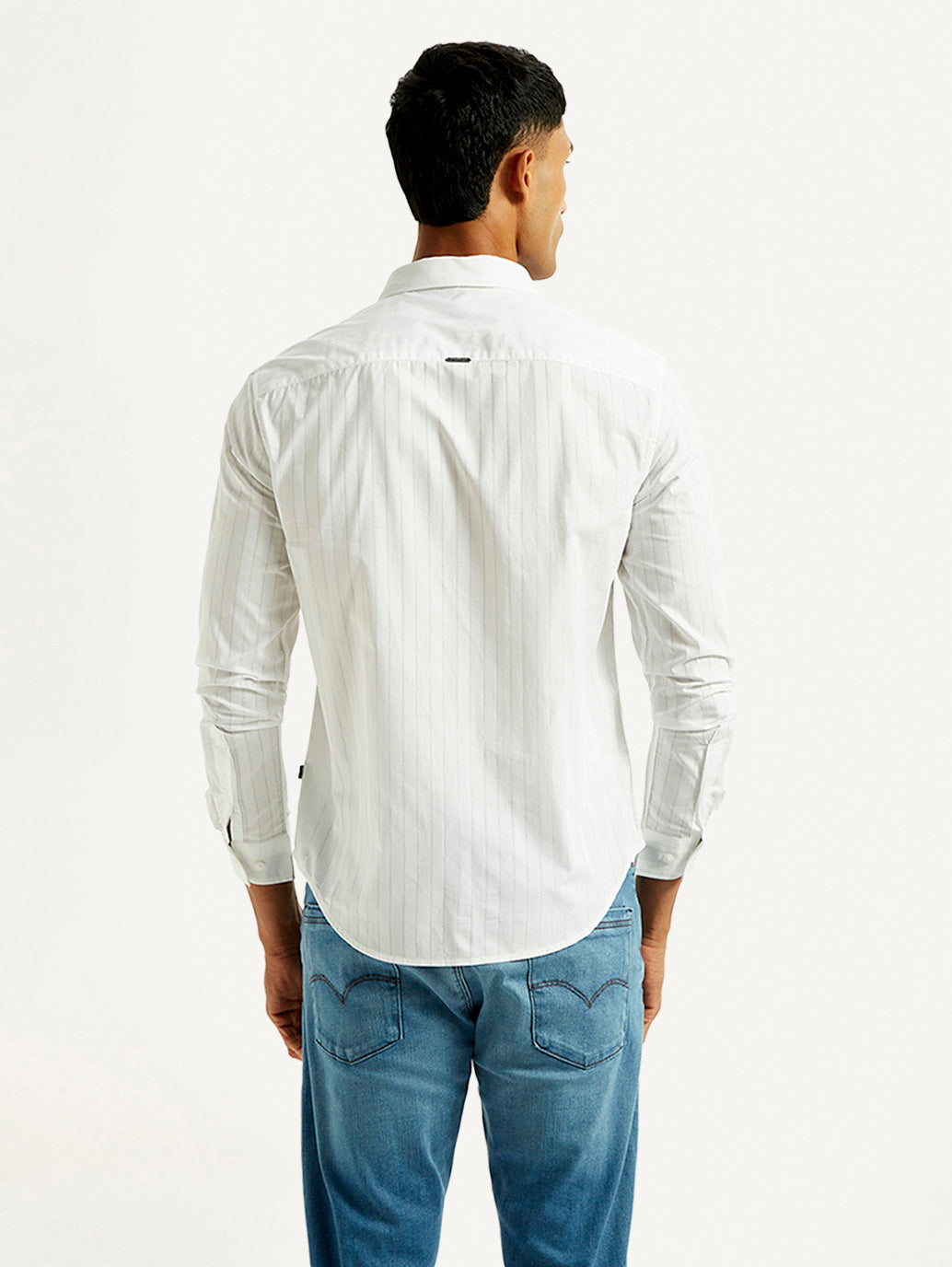 Men's Redloop Striped White Slim Fit Shirt