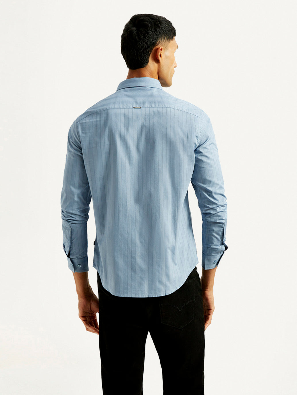 Men's Redloop Striped Light Blue Slim Fit Shirt