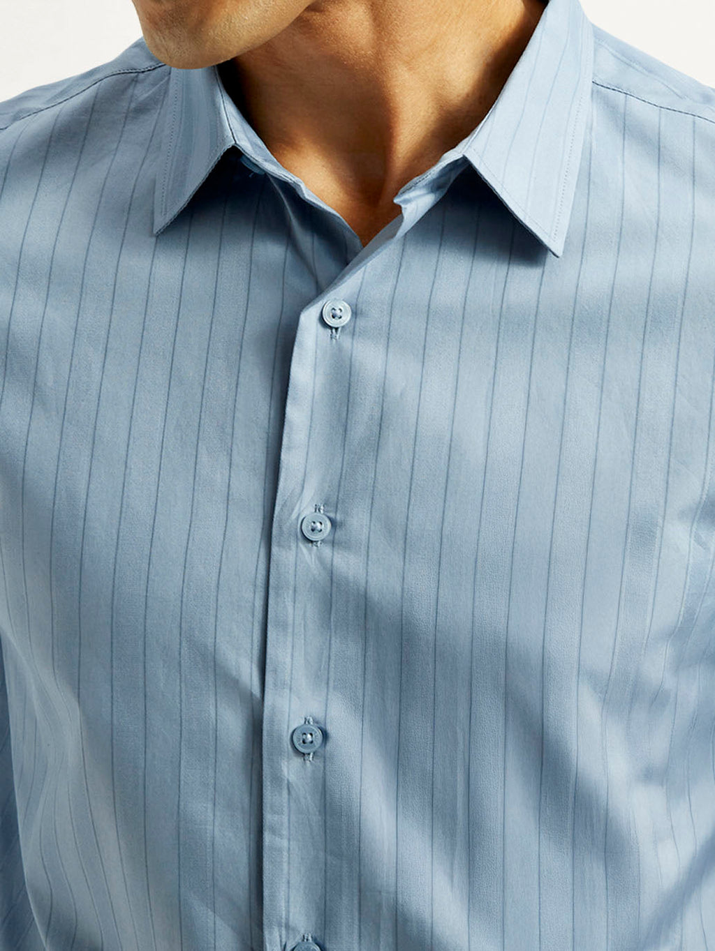 Men's Redloop Striped Light Blue Slim Fit Shirt