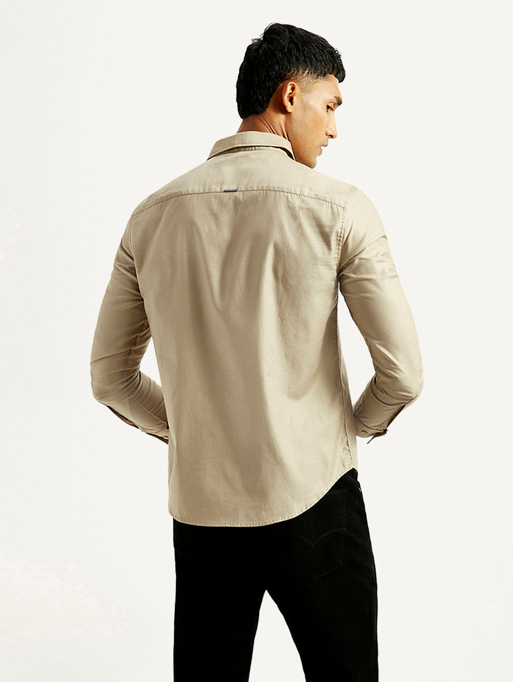 Men's Redloop Solid Beige Slim Fit Shirt