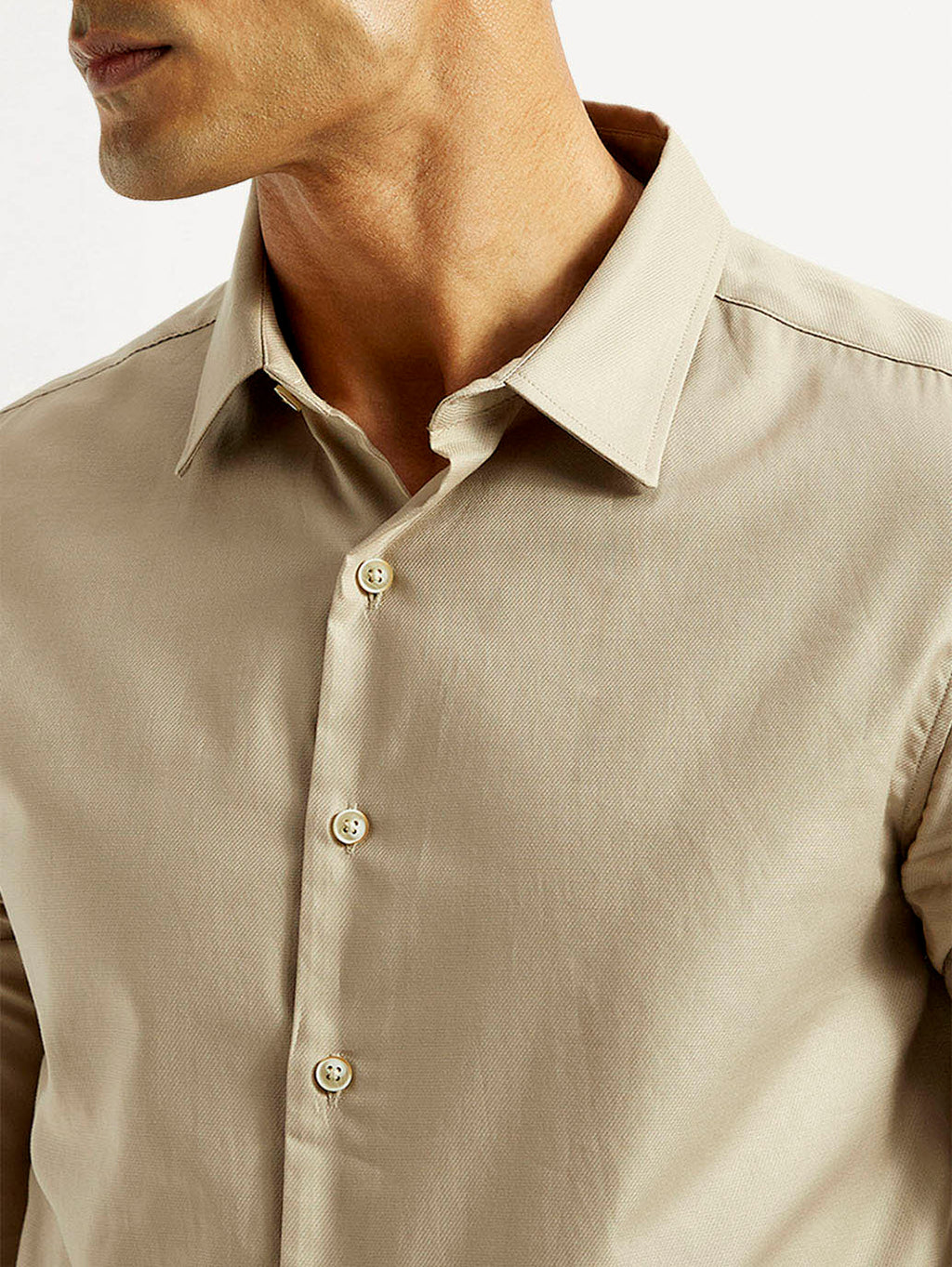 Men's Redloop Solid Beige Slim Fit Shirt