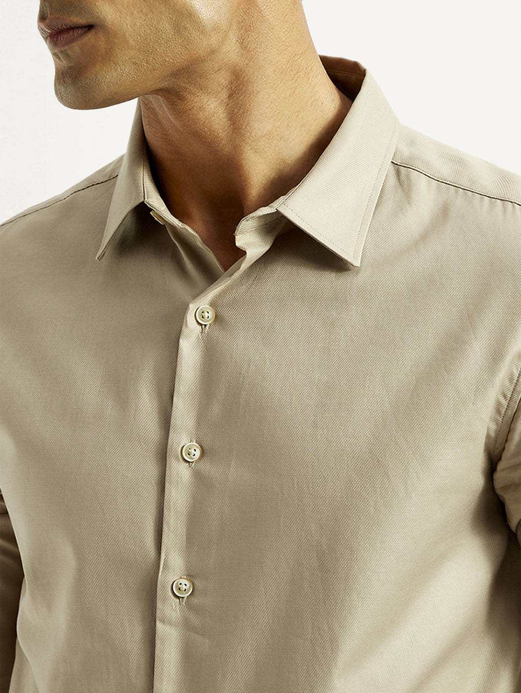 Men's Redloop Solid Beige Slim Fit Shirt