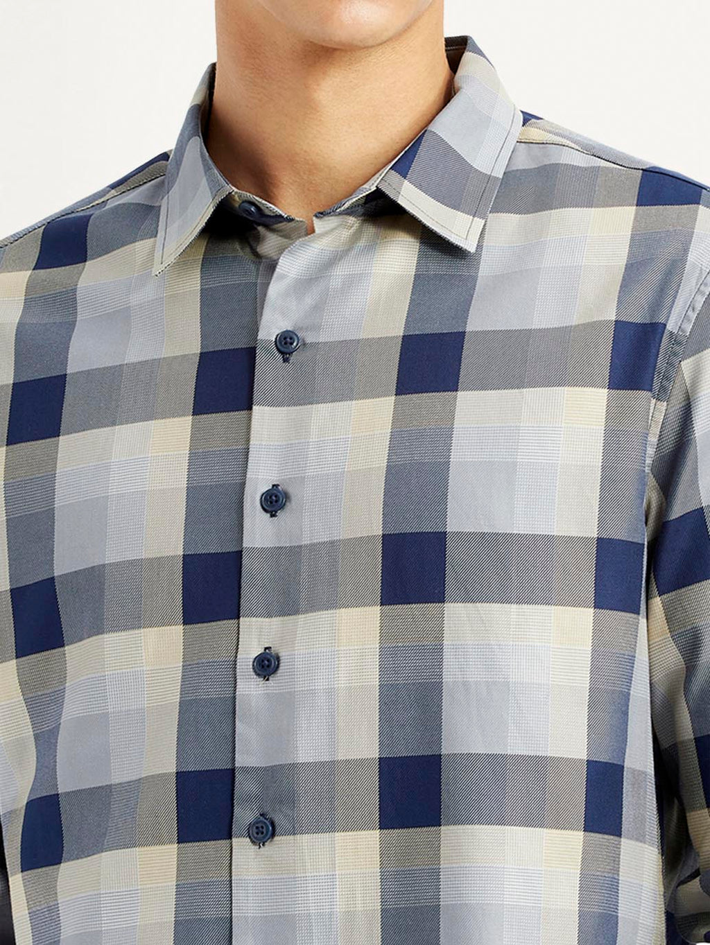 Men's Checkered Grey Slim Fit Shirt