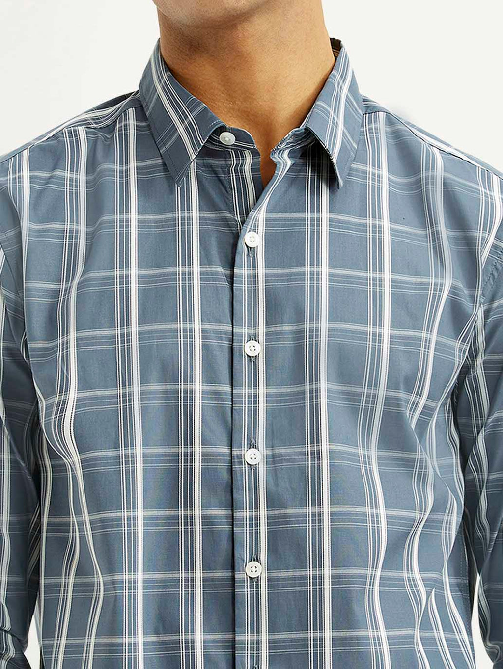 Men's Checkered Blue Slim Fit Shirt