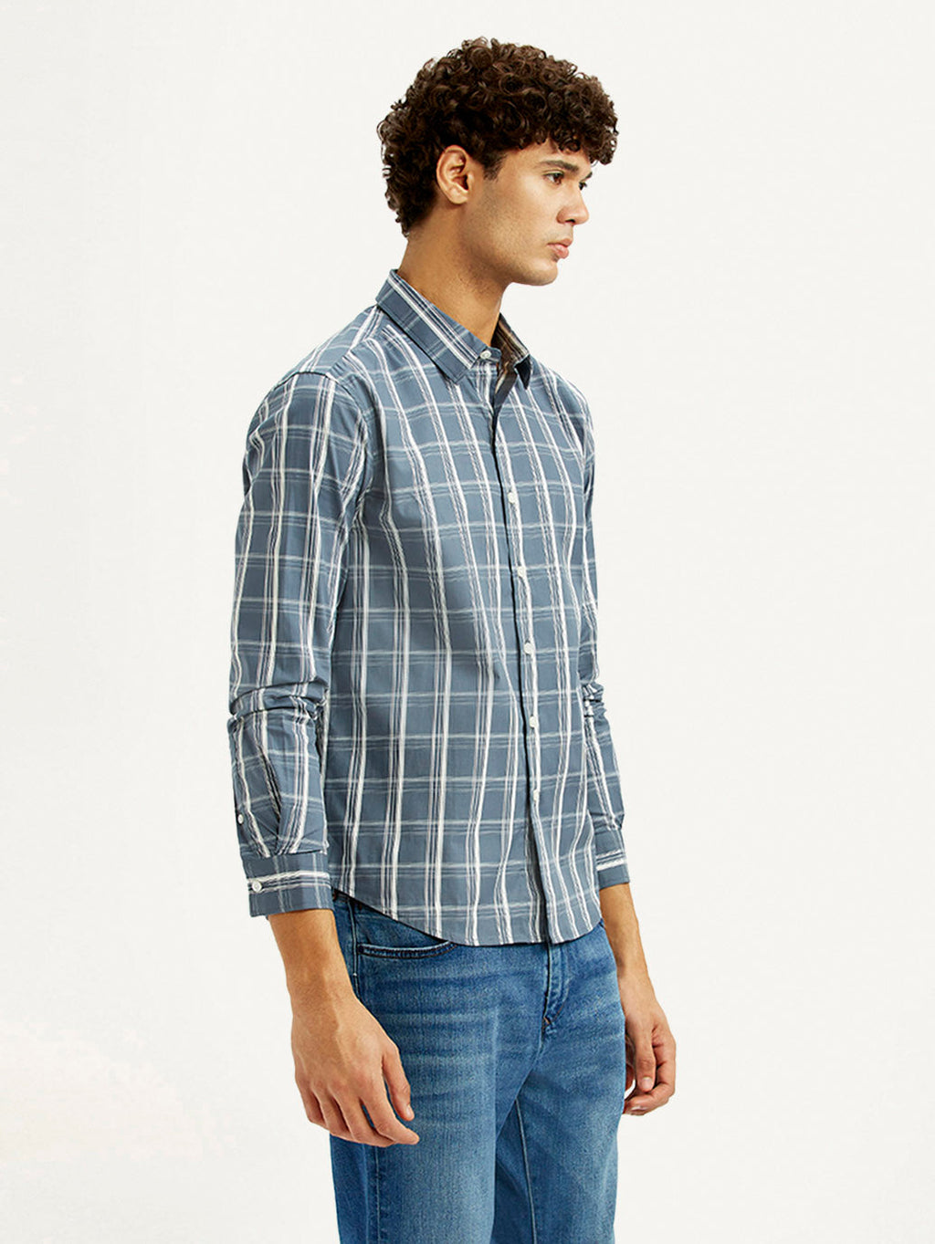Men's Checkered Blue Slim Fit Shirt