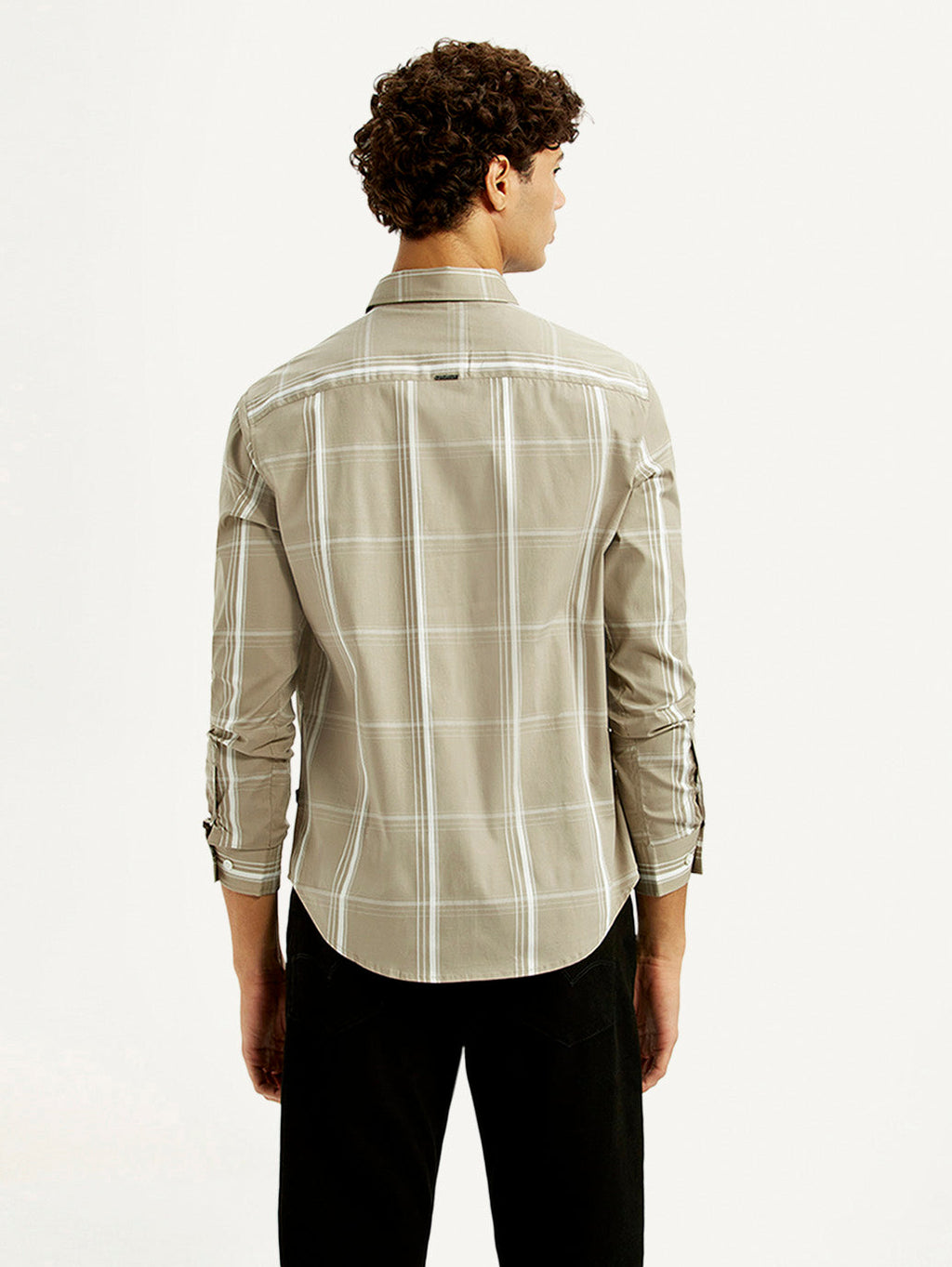 Men's Checkered Beige Slim Fit Shirt