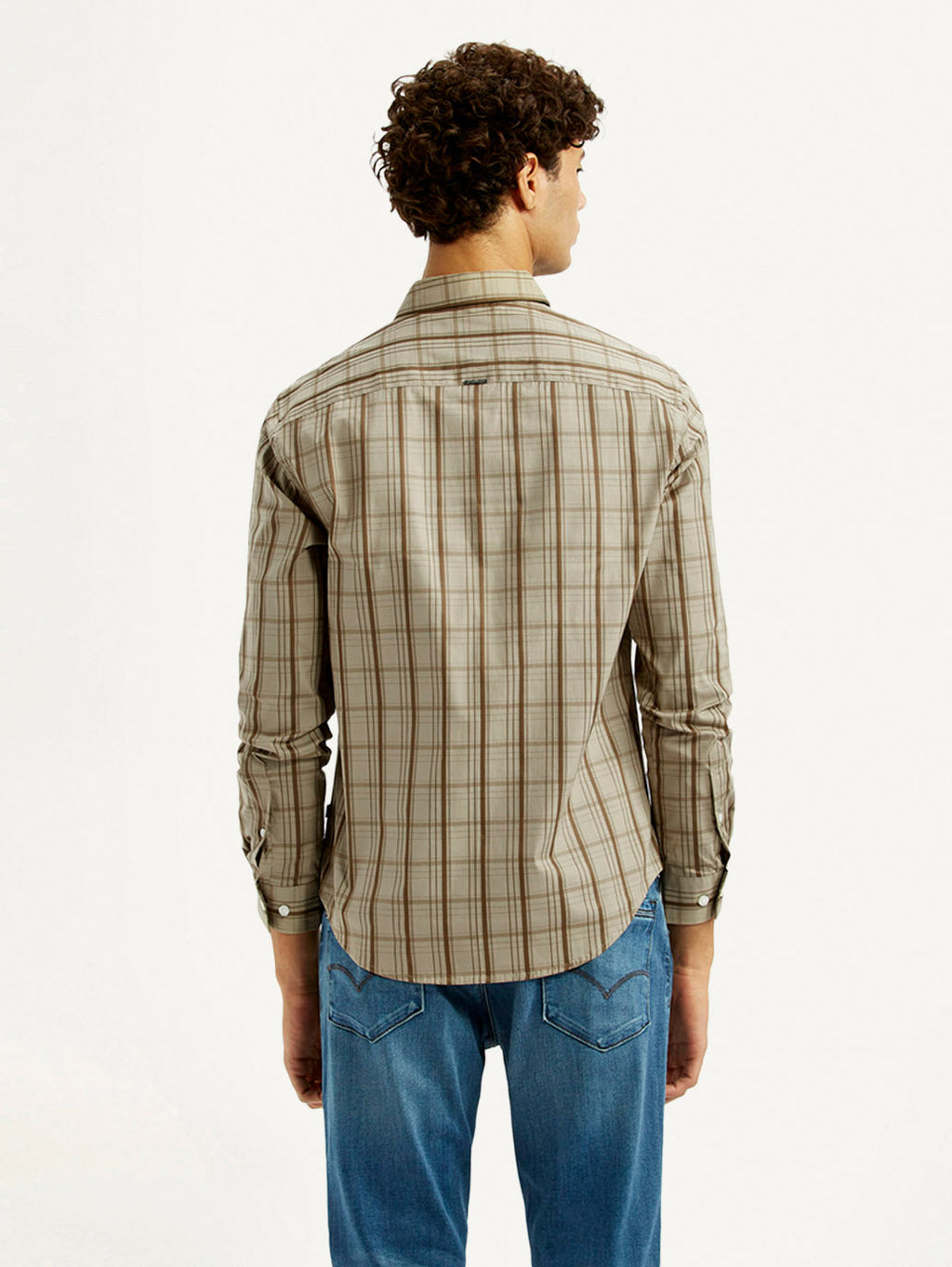 Men's Checkered Beige Slim Fit Shirt