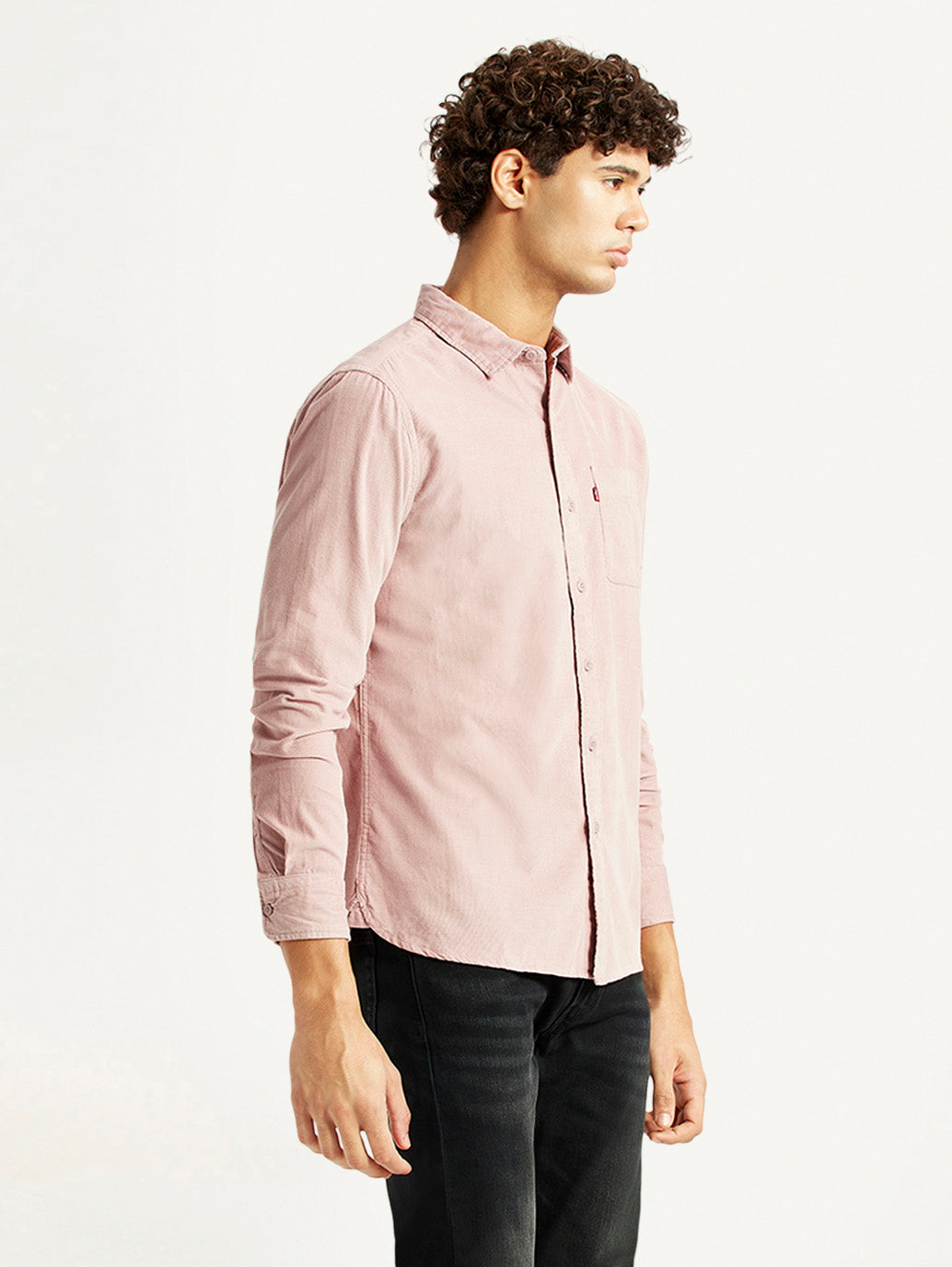 Men's Corduroy Solid Mauve Slim Fit Shirt
