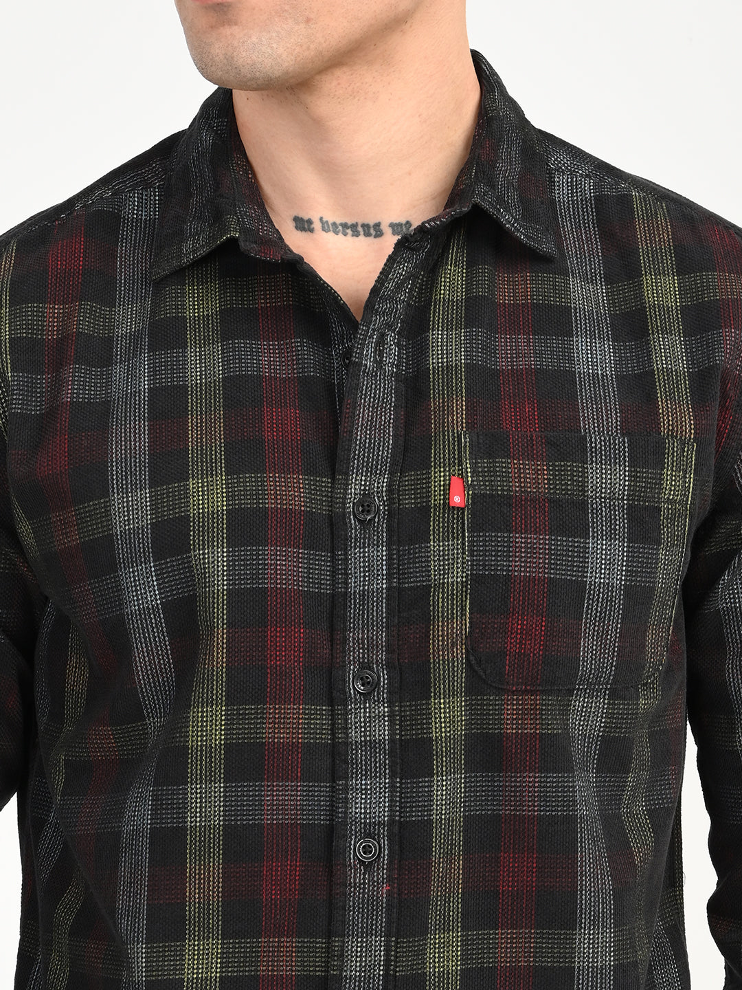 Men's Checkered Multi Color Slim Fit Corduroy Shirt