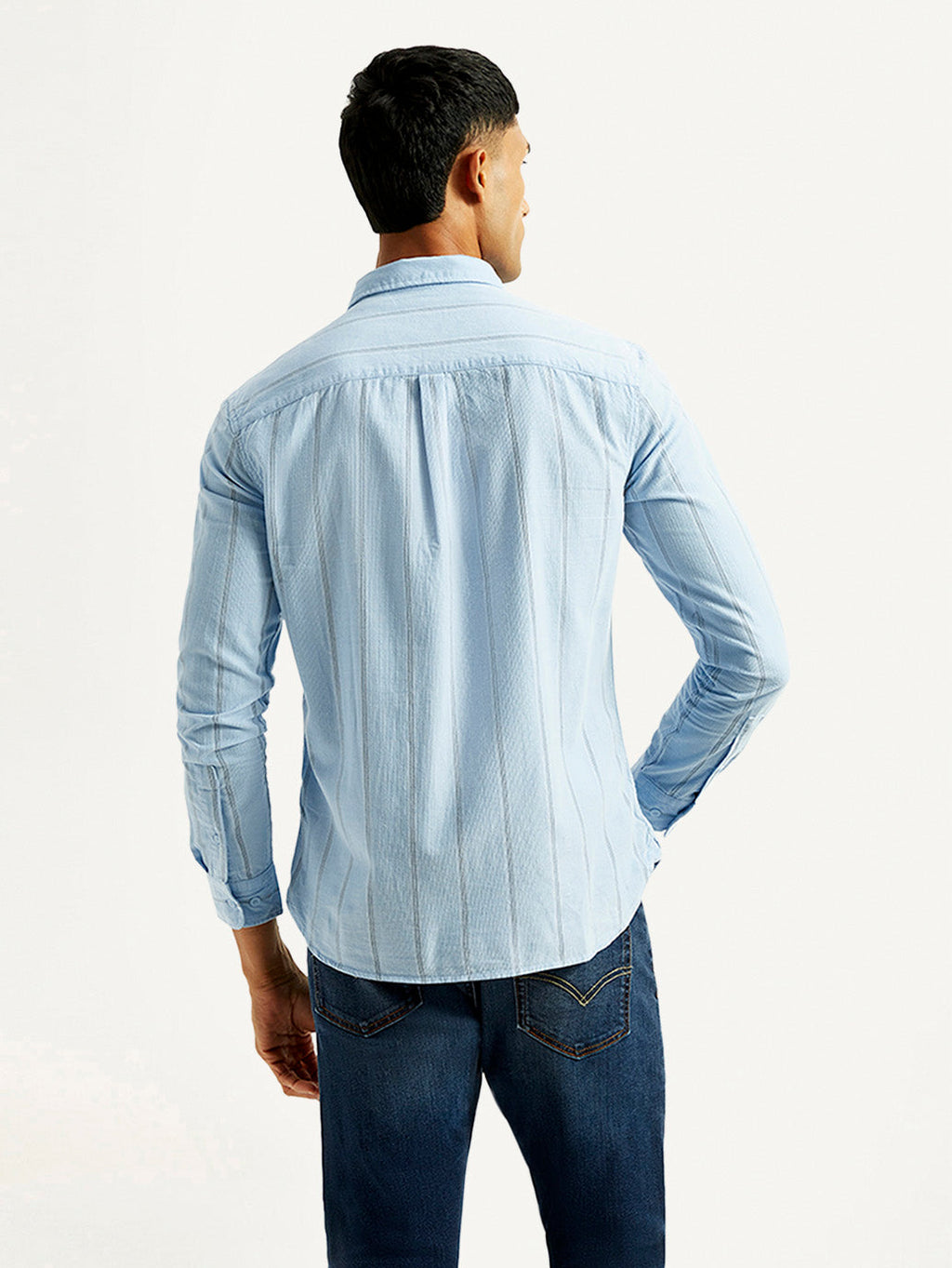 Men's Striped Light Blue Slim Fit Shirt