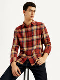 Men's Plaid Rust Slim Fit Shirt