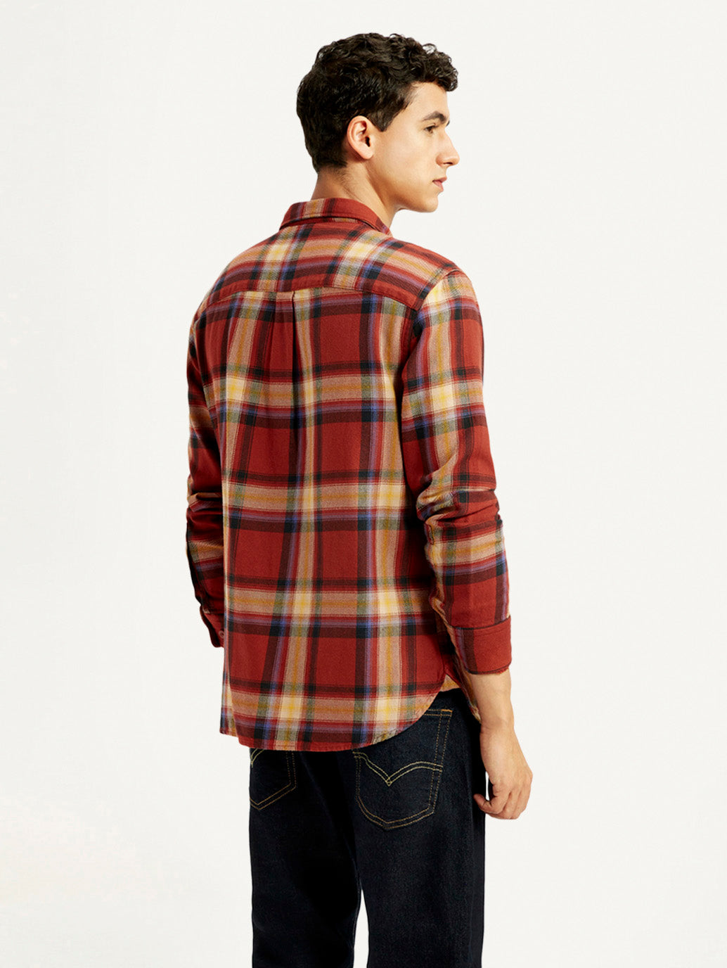 Men's Plaid Rust Slim Fit Shirt