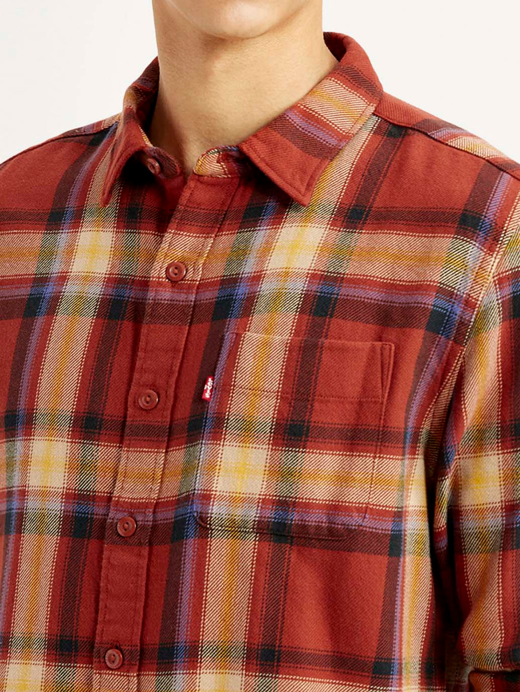 Men's Plaid Rust Slim Fit Shirt