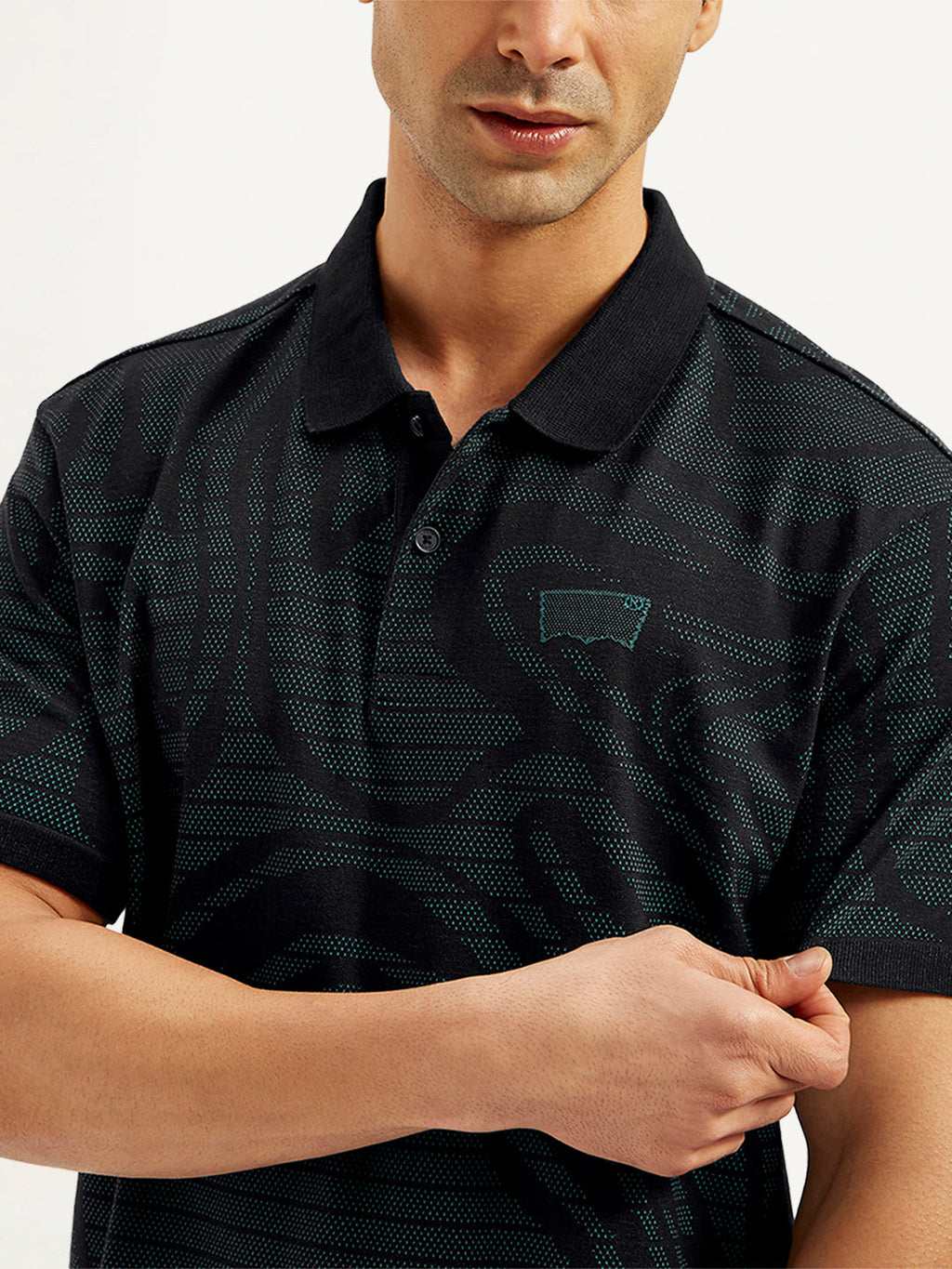 Men's Abstract Print Slim Fit Polo T-Shirt