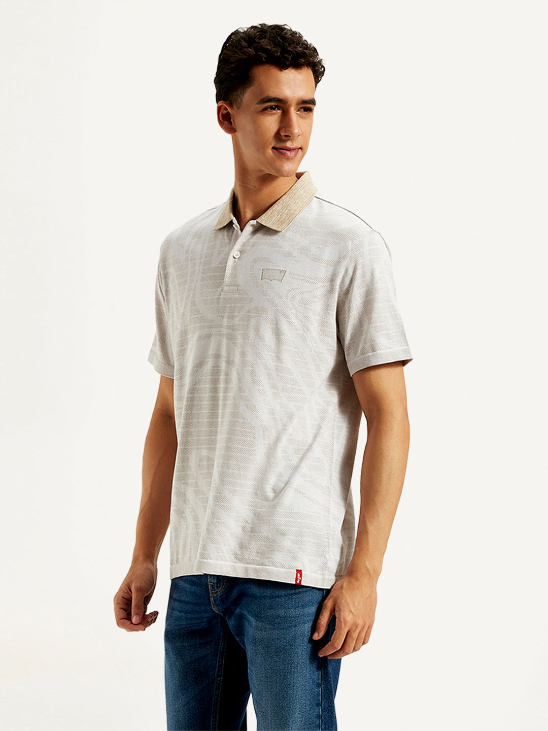 Men's Abstract Print Slim Fit Polo T-Shirt