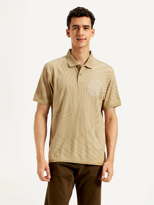 Men's Abstract Print Slim Fit Polo T-Shirt