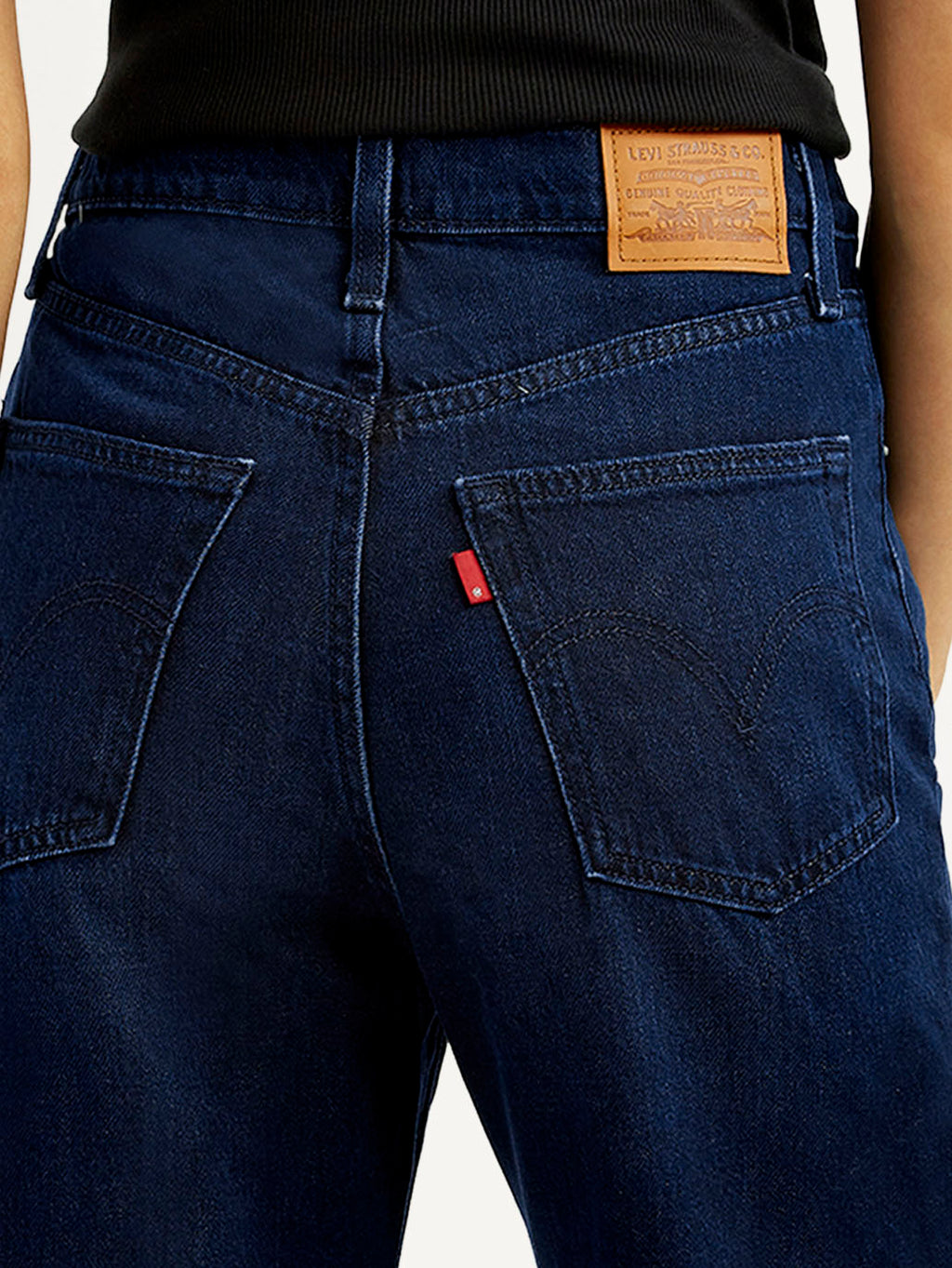 Women's Navy Ribcage Wide Leg Fit Bell Bottom High Rise Jeans