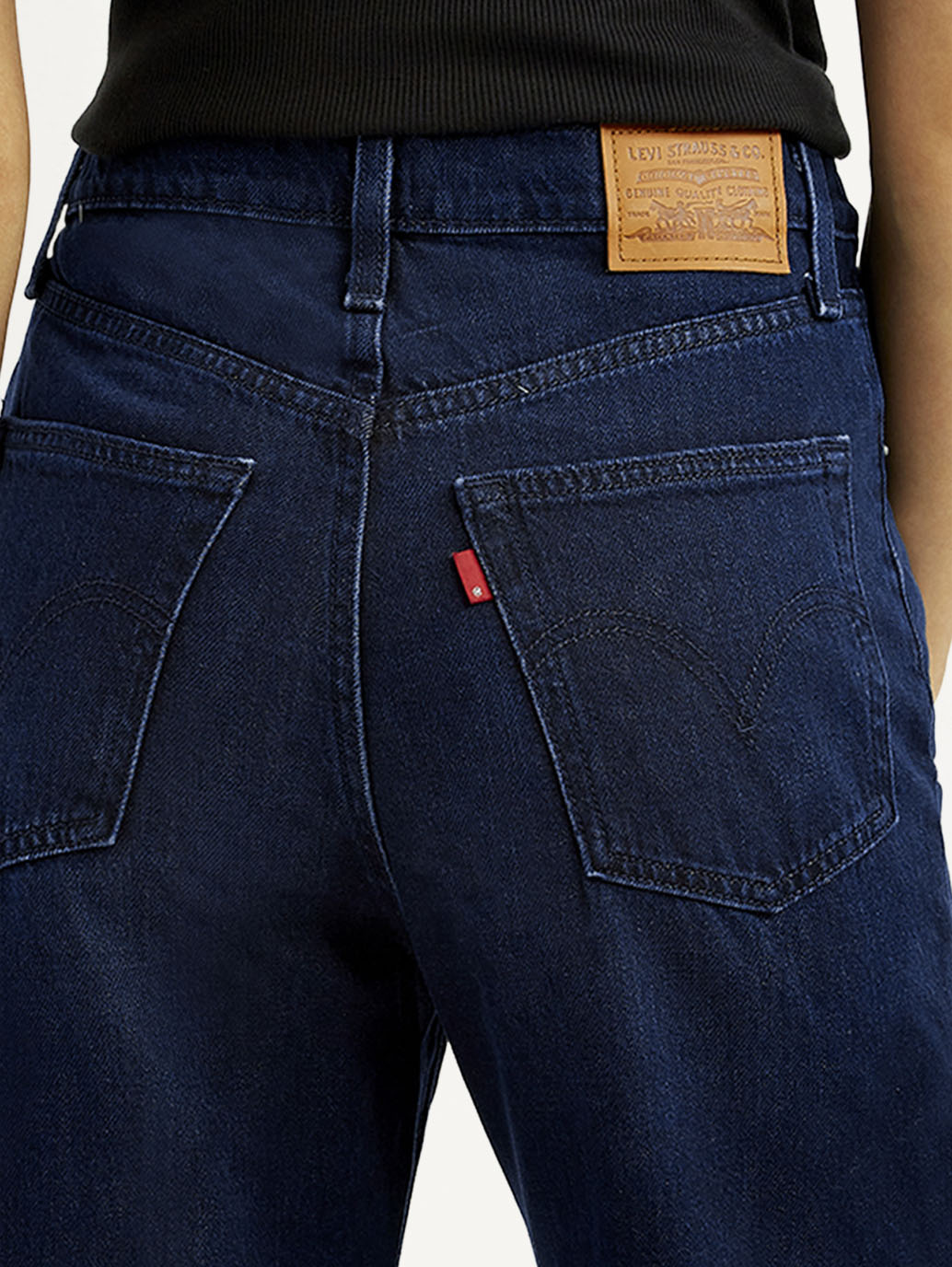 Women's Navy Ribcage Wide Leg Fit Bell Bottom High Rise Jeans