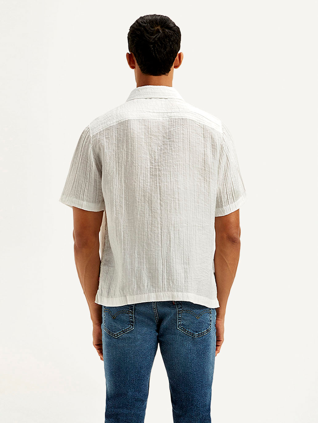Men's Textured Resort Collar Relaxed Fit Shirt