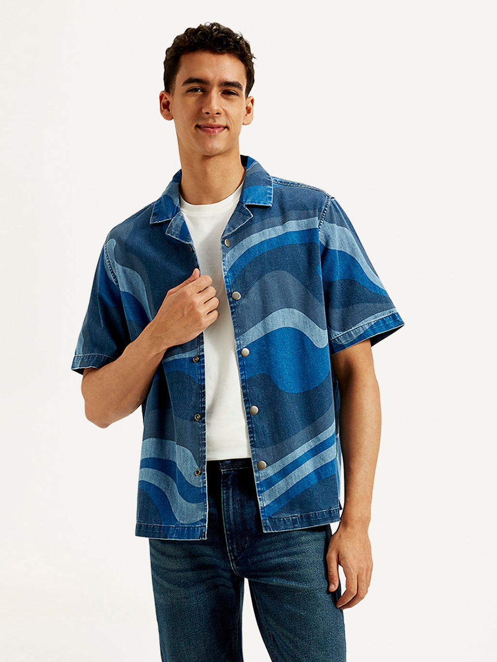 Men's Resort Collar Abstract Relaxed Fit Shirt