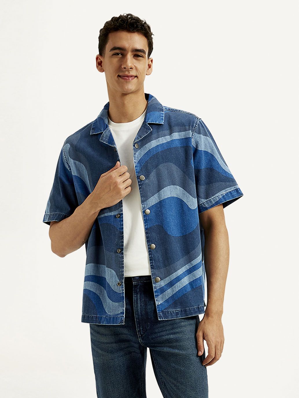Men's Resort Collar Abstract Relaxed Fit Shirt