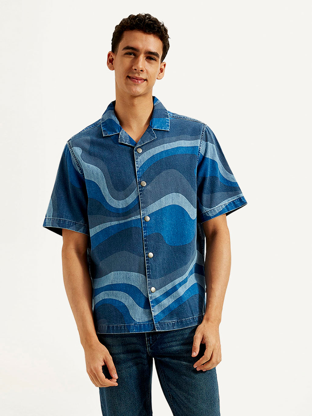 Men's Resort Collar Abstract Relaxed Fit Shirt