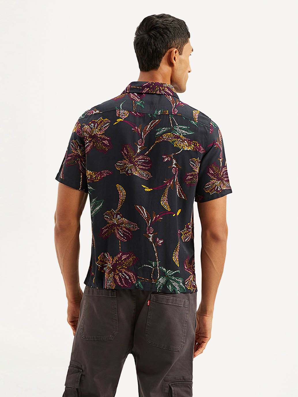 Men's Resort Collar Floral Relaxed Fit Camp Shirt